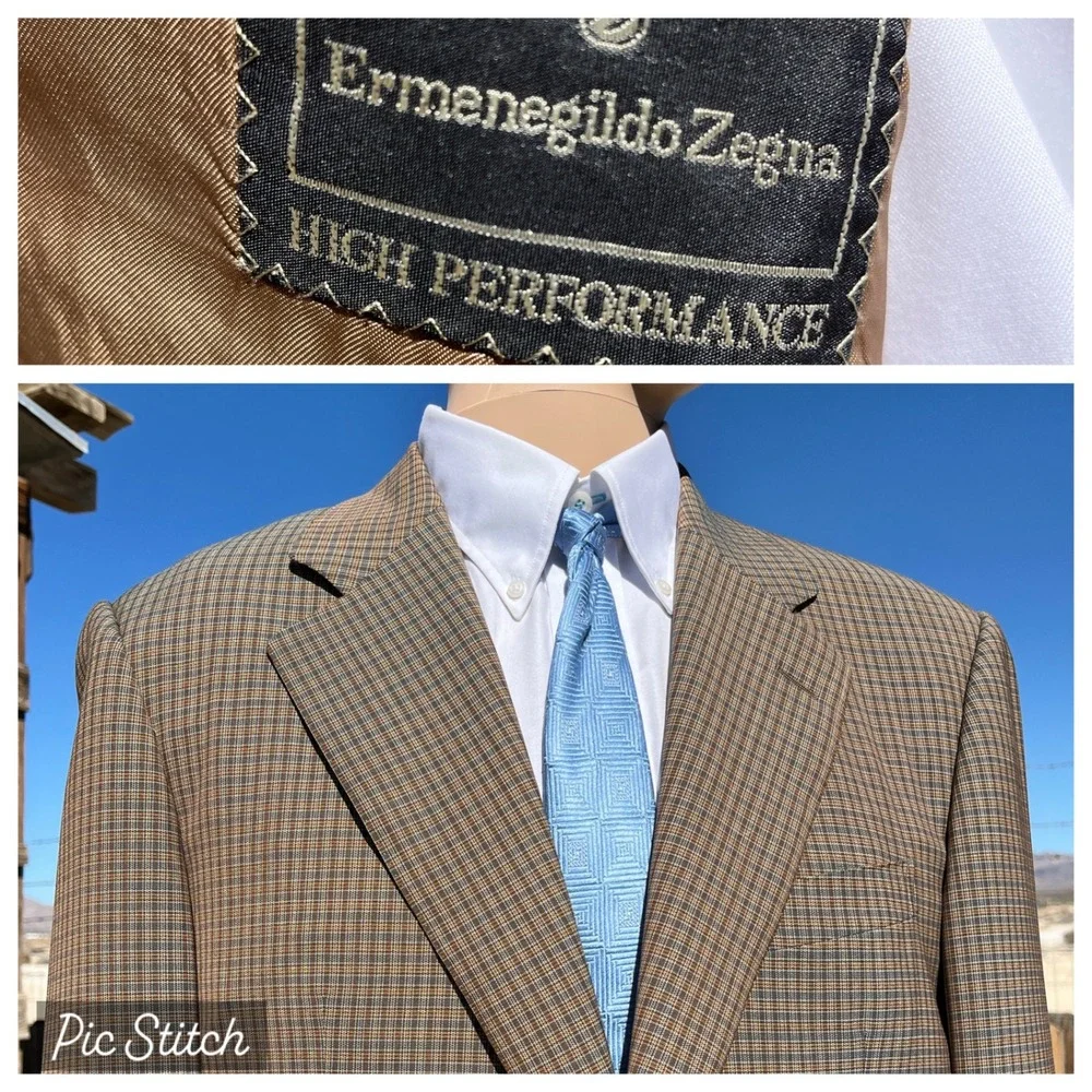 Ermenegildo Zegna High Performance Wool Blazer Men 41 Plaid‎ Check Sport Coat